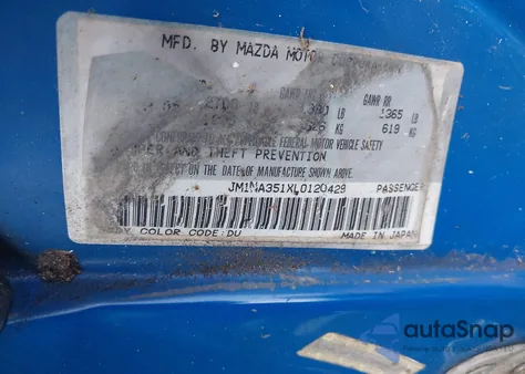 1990 Mazda Mx-5 Miata из США, поврежденный, VIN JM1NA351XL0120429